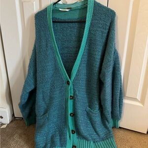 Free People Turquoise and Aqua Cardigan